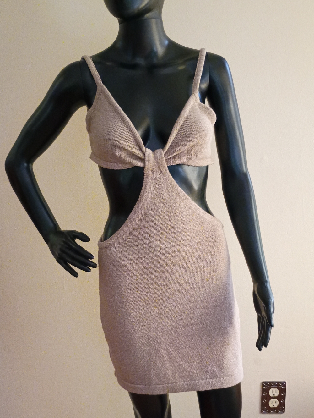 Twist Cutout Mini Dress in Taupe